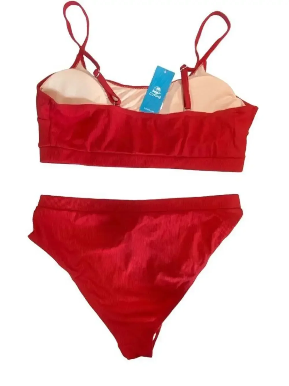 CUPSHE Ribbed Red Bikini Set Size Large NWT size large